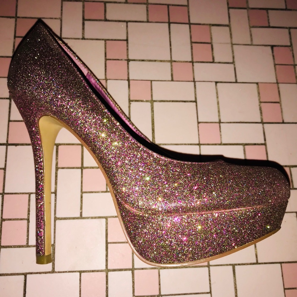 Bakers Pink Glitter Pumps Heels
